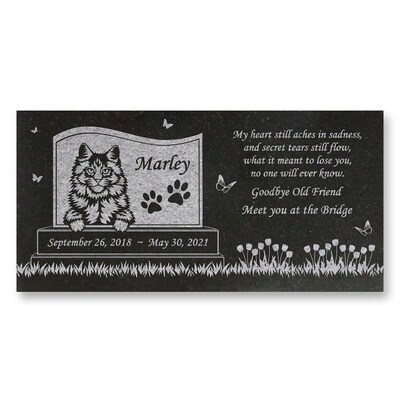 Personalized Cat Memorial - Granite Stone Pet Grave Marker - 6x12 - Marley - image3